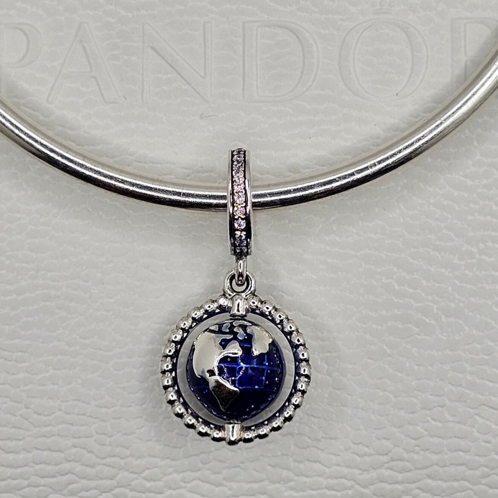 🌍 Authentic Pandora SPINNING GLOBE DANGLE CHARM